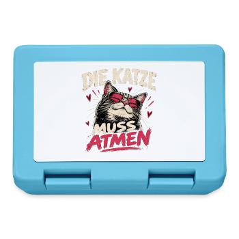 Die Katze muss atmen – Lustiges Katzenmotiv - Brotdose - Saphirblau - Vorne