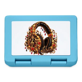 Goldene Herzmusik Kopfhörer-Design - Brotdose - Saphirblau - Vorne