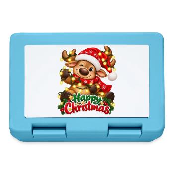 Süßer Weihnachtselch – Fröhliche Weihnachten - Brotdose - Saphirblau - Vorne