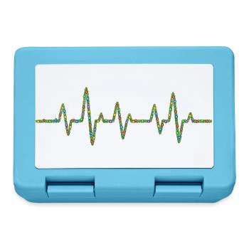 EKG-Herzschlag mit Weihnachtslichterkette - Brotdose - Saphirblau - Vorne