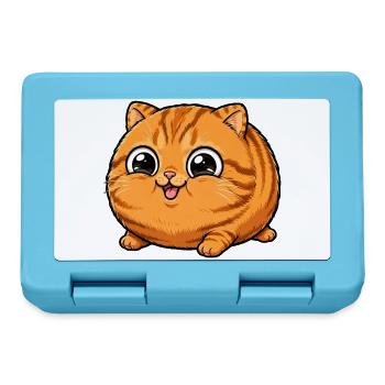 Super süße runde orangefarbene Katze - Brotdose - Saphirblau - Vorne