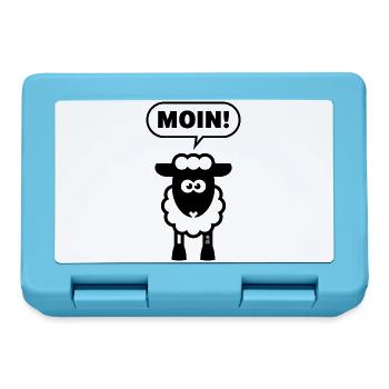 Moin! (Schaf / White / Lamm / Plattdeutsch / POS) - Brotdose - Saphirblau - Vorne