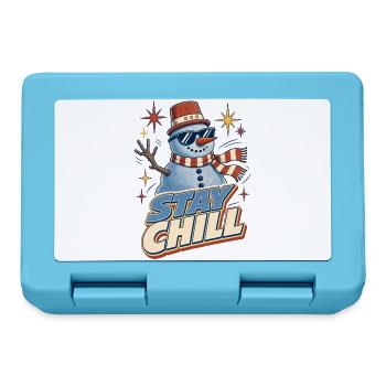 Stay Chill – Retro Schneemann Weihnachten - Brotdose - Saphirblau - Vorne