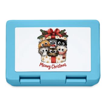 Meowy Christmas Katzen im Geschenk Weihnachten - Brotdose - Saphirblau - Vorne