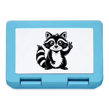 Peace-Sign-Waschbär - Brotdose - Saphirblau - Vorne