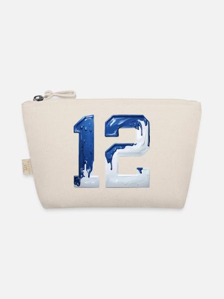NR. 12 NUMMER 12 BLAU WEIß 12. GEBURTSTAG - Bio-Täschchen - Natur