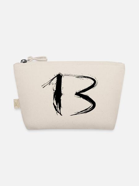 Zahl 13 Lieblingszahl Design Bürste Schwarz neu - Bio-Täschchen - Natur