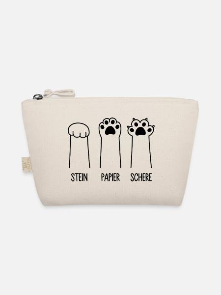 Stein Papier Schere Katze Pfote Spiel Katzenpfoten - Bio-Täschchen - Natur