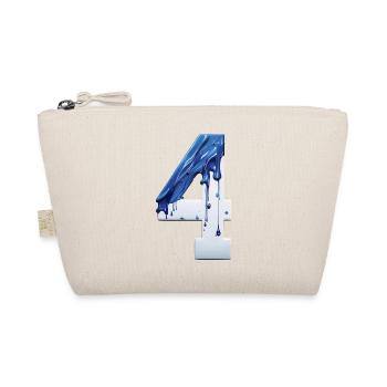 NR. 4 NUMMER 4 BLAU WEIß 4. GEBURTSTAG - Bio-Täschchen - Natur - Vorne