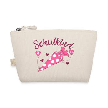 Schulkind Herz rosa Schulanfang - Bio-Täschchen - Natur - Vorne