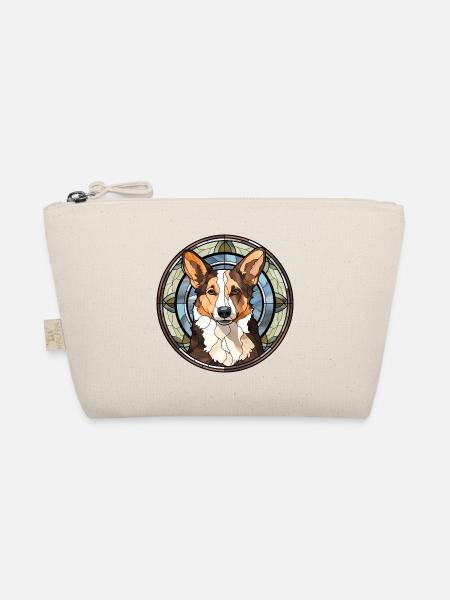 Strickjacke Welsh Corgi Hunderasse Aquarellglas - Bio-Täschchen - Natur