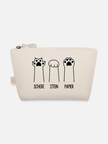 Schere Stein Papier Katze Pfote Spiel Katzenpfoten - Bio-Täschchen - Natur