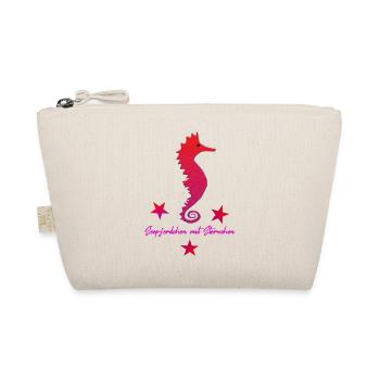rotes Seepferdchen mit Sternchen pink - Bio-Täschchen - Natur - Vorne