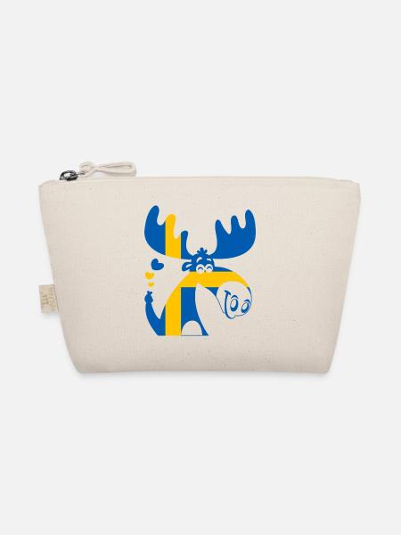 MOOSE SWEDEN FLAG - Organic Pouch - nature
