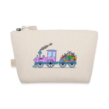 Children's train railway with trailer pink - Organic Pouch - nature - Front