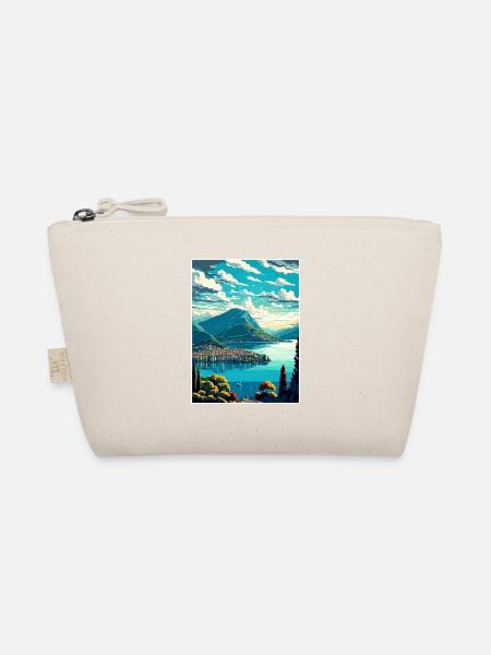 Lugano Schweiz Vintage Reiseposter Souvenir - Bio-Täschchen - Natur
