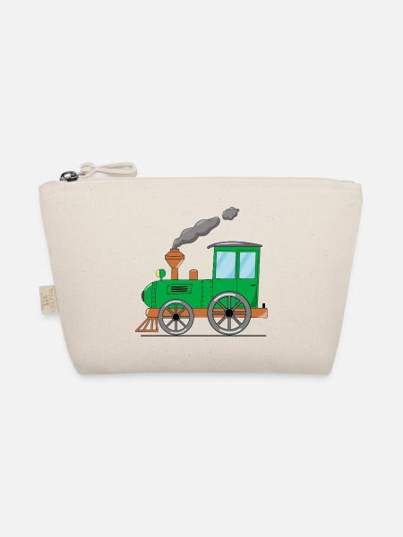 Kinderzug Eisenbahn grün - Bio-Täschchen - Natur