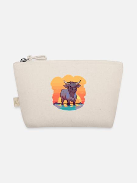 Stier, lustige Cartoon-Kawaii-Strand-Illustration - Bio-Täschchen - Natur