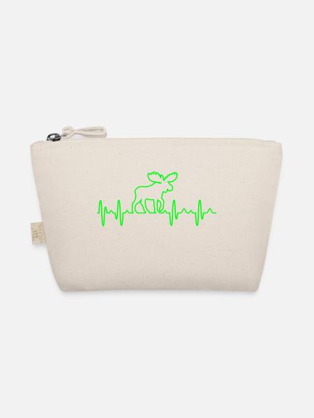 Elch Älg Elchbulle Elchkuh Herzschlag Heartbeat - Bio-Täschchen - Natur