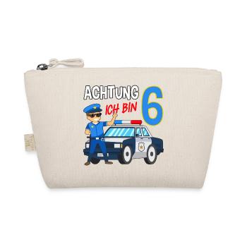 6. Geburtstag Polizei Auto 6 Jahre alt Polizist - Bio-Täschchen - Natur - Vorne