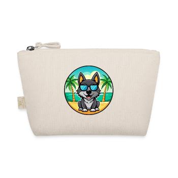 Black Norwegian Elkhound Dog Breed Cartoon Beach - Organic Pouch - nature - Front