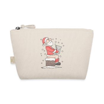 Santa Claus sitting on the fireplace funny - Organic Pouch - nature - Front