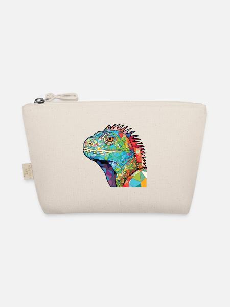 Leguan Buntes Aquarell Tier Haustier Illustration - Bio-Täschchen - Natur