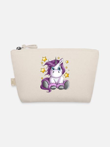 Flauschiges Einhorn mit Sterne Illustration Motiv - Bio-Täschchen - Natur