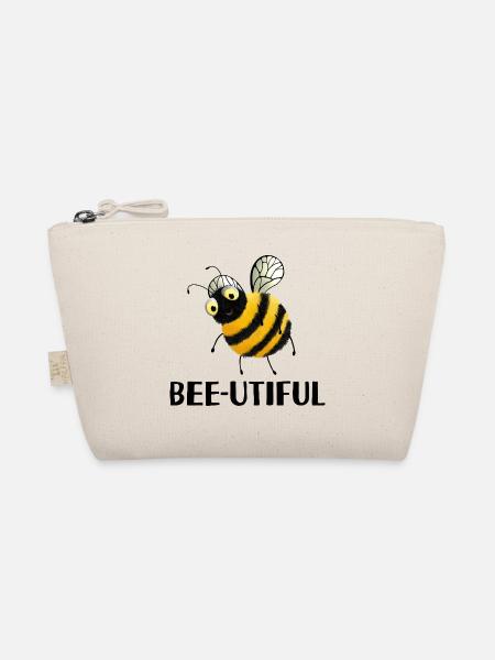 Bee-utiful - Flauschige Biene Wortspiel - Bio-Täschchen - Natur