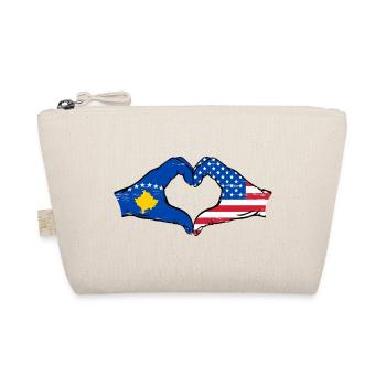 Kosovo USA Flagge Hände Herzform used - Bio-Täschchen - Natur - Vorne