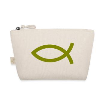  Jesusfisch grün Ichthys Jesus Fisch  - Bio-Täschchen - Natur - Vorne