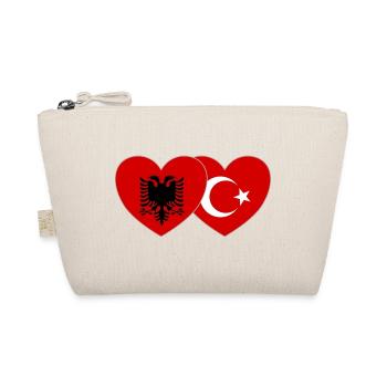 Albanien Türkei Flagge Herz - Bio-Täschchen - Natur - Vorne