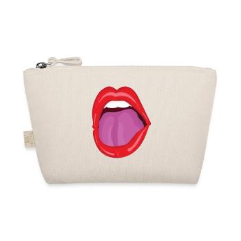 Roter Mund weit offen - Pop Art Lippen - Bio-Täschchen - Natur - Vorne