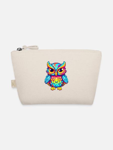 Eule buntes Aquarell Cartoon Kawaii Tier - Bio-Täschchen - Natur