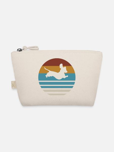 Dackel Dackel hund Silhouette Retro Geschenk - Bio-Täschchen - Natur