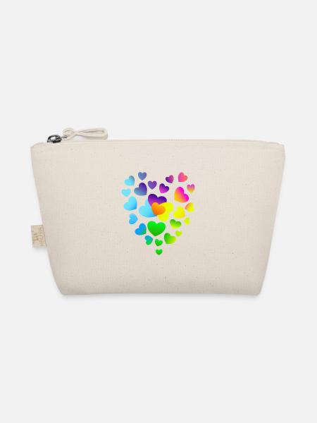Herz Herzen bunte Herzen - Bio-Täschchen - Natur