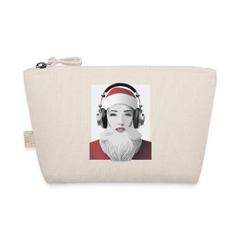 Weihnachtliche Beats - Frau im Weihnachtsmann-Look - Bio-Täschchen - Natur - Vorne