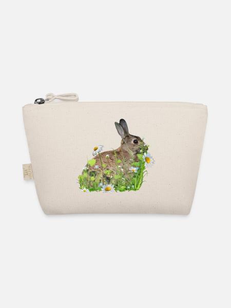Hase weiße Blumen - Bio-Täschchen - Natur