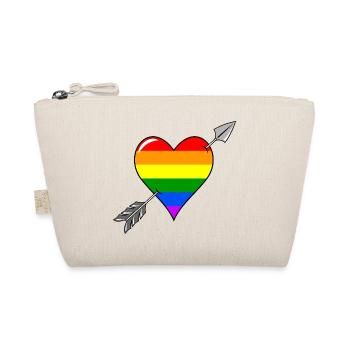 Herz und Pfeil Liebe Regenbogenflagge - Bio-Täschchen - Natur - Vorne