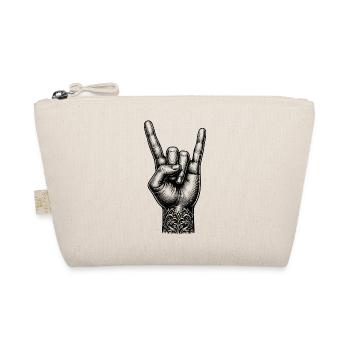 Rock on Hand with Devils Horns - Organic Pouch - nature - Front