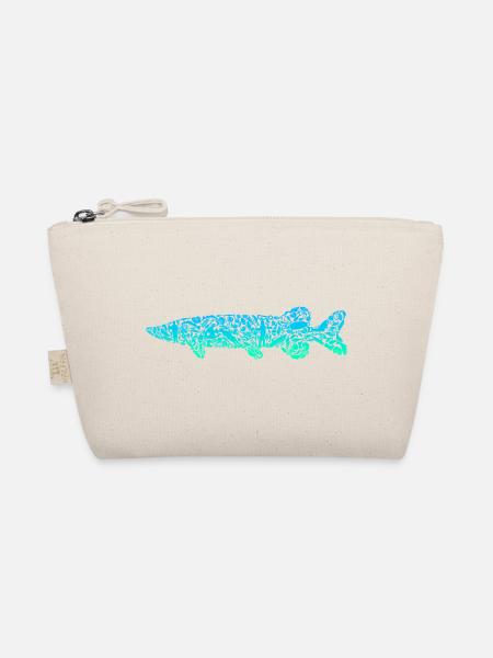 Hecht Angeln Fisch farbig Hecht Angler Fischer - Bio-Täschchen - Natur