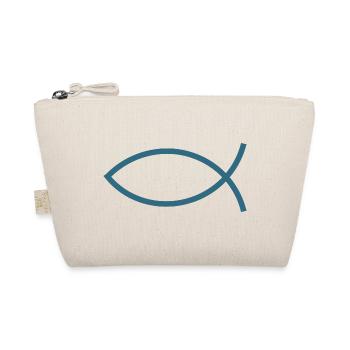 Blauer Jesusfisch Ichthys Jesus Fisch  - Bio-Täschchen - Natur - Vorne