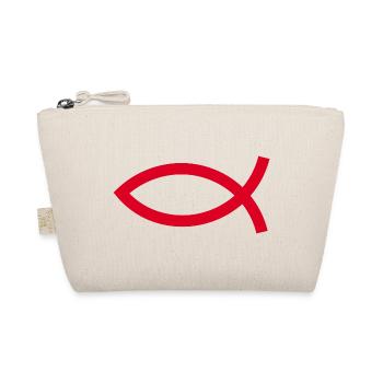  Jesusfisch rot Ichthys Jesus Fisch  - Bio-Täschchen - Natur - Vorne