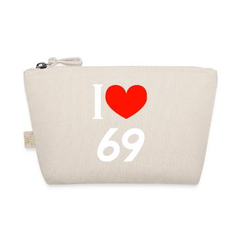Ich liebe 69 Herzdesign - Bio-Täschchen - Natur - Vorne