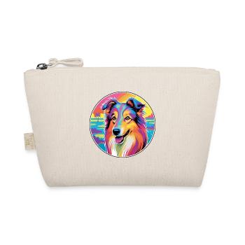 Rauer Collie Hund Rasse Bunte Karikatur Aquarell - Bio-Täschchen - Natur - Vorne