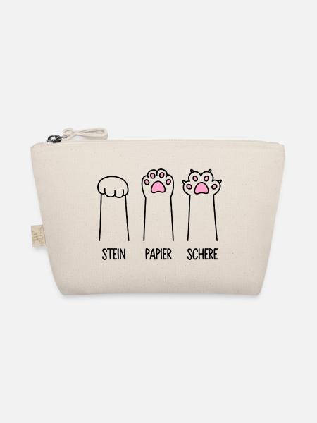 Stein Papier Schere Katze Pfote Spiel Katzenpfoten - Bio-Täschchen - Natur