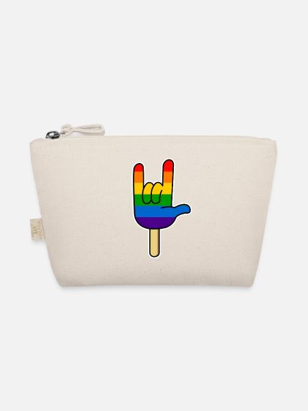Rock ´n Roll - I Love You, Eis am Stiel Regenbogen - Bio-Täschchen - Natur