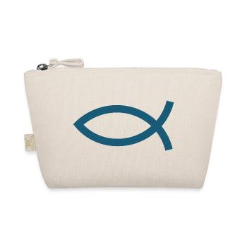 Blauer Jesusfisch Ichthys Jesus Fisch Geschenkidee - Bio-Täschchen - Natur - Vorne