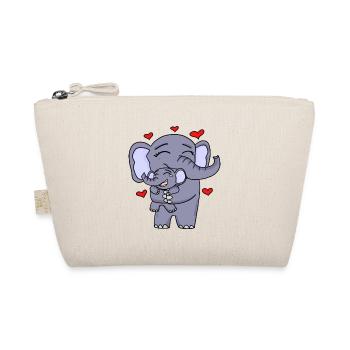 Elefant Familie niedlich - Bio-Täschchen - Natur - Vorne