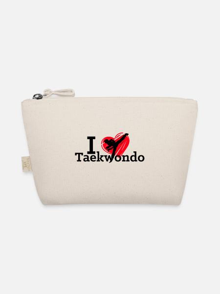 I love Taekwondo - Herz mit Kick Silhouette - Bio-Täschchen - Natur